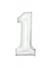 Large Number Silk Lustre 1 White Foil Balloon N34